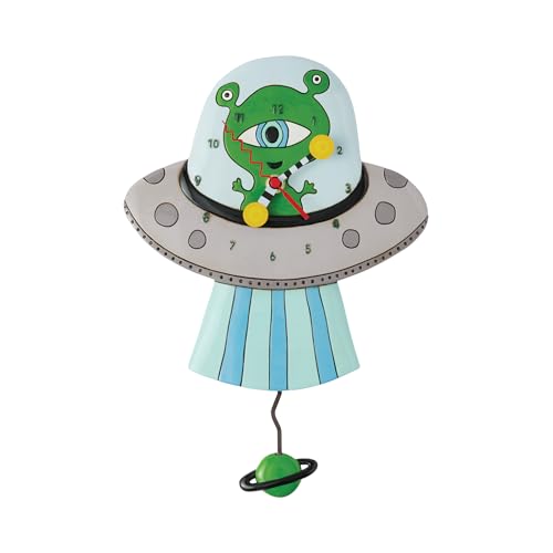 Reloj de pared péndulo Enesco Alien UFO 9.76 pulg miniatura 1