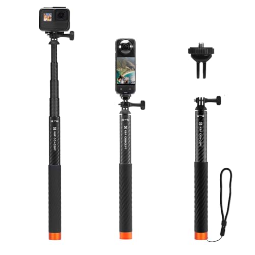 Image of K&F CONCEPT Carbon Fiber Invisible Selfie Stick, （127cm /50in） Extension Long Pole Compatible with Insta360 X5 X4 X3 ONE X2 Ace, Ace Pro, Ace Pro 2, GO 3 /3S, GO Ultra, DJI Osmo 360 Action Cameras | Compatible with Insta360 X5 /X4 /X3 ONE X2 Ace Pro 2, Luna Ultra, DJI Osmo Action 3-6 Osmo 360,Go Pro Hero 8-13 Balck Camera