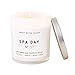 Spa Day Natural Soy Wax Candle White Jar Silver Lid Scented Summer Sea Salt Jasmine Wood Cream Bathroom Modern Rustic Home Decor Accessories Relaxation Made in USA Lead and Gluten Free Cotton Wick