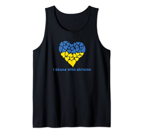I Stand with Ukraine Shirt Ukraine Heart Support Flag Tee Camiseta sin Mangas