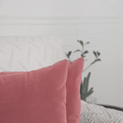 Artcest Set Of 2 Accent Comfy Velvet Throw Pillow Covers Soft Cushion Cases With Hidden Zipper For Couch Bed And Living Room Decoration,18"X18"(Mauve Rose) #TOP5