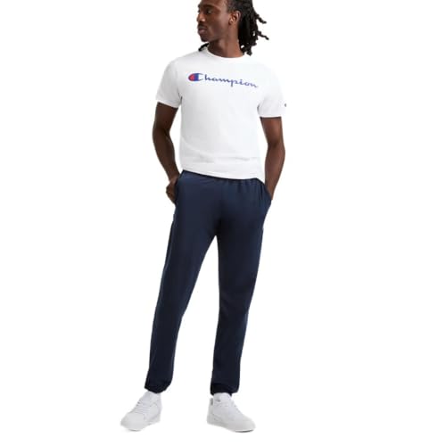 Image of Champion Men's Graphic Short Sleeve T-Shirt, Standard Fit, Classic Script Logo, Midweight 100% Cotton