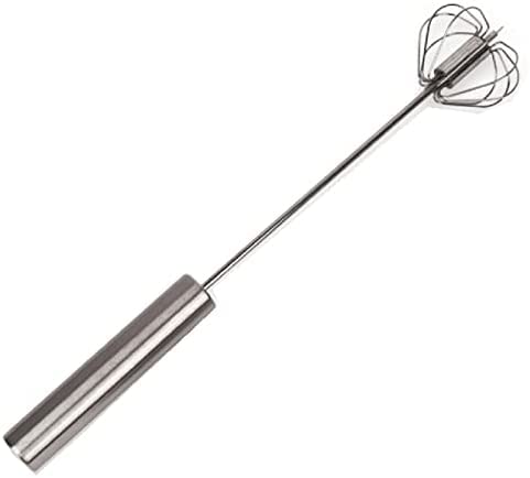 Frullino per Le Uova Rotante in Acciaio Inossidabile Frullino per Le Uova per Crema semiautomatico Strumento per la Cottura del frullino per Le Uova Manuale per Uso Domestico (35,7 * 7 cm)