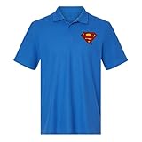Popfunk Superman S-Shield Logo Royal Men's Adult 100% Cotton Knit Embroidered Polo Shirt - X-Large - Royal