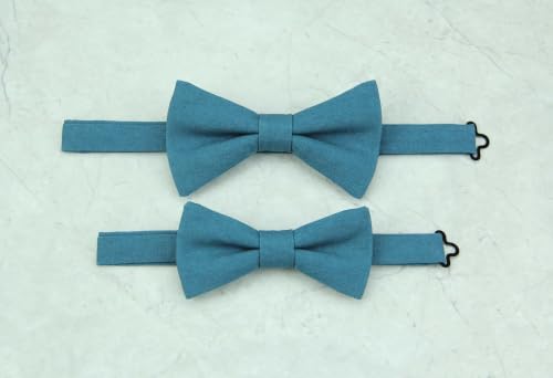 Image of Mens Linen Tie Set - Solid Necktie with Pocket Square for Men Wedding