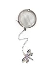 Tea Infuser with Charm - Loose Leaf Tea Steeper Enamel Charm For Tea, Herbal Drink - 2” Stainless Steel Mesh Ball Tea Filter with 1' Enamel Pendant (Dragonfly)