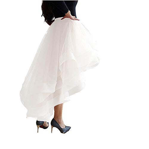 Women's Organza Ruffles High Low Skirts Night Out Skirt Tiered Cocktail Party Gowns