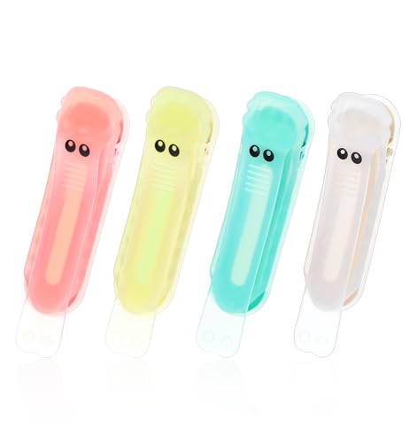 4 marcapáginas automático, marcador automático de silicona de alta calidad con adherencia antideslizante y diseño delgado, ideal para libros como regalo práctico en colores transparentes