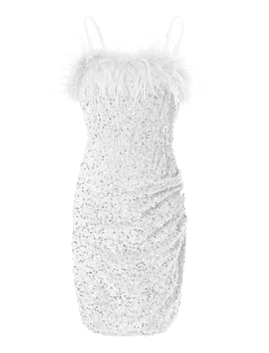 EXARUS Girls Sequin Bodycon Dress Ruched Teen Sparkle Spaghetti Strap Mini Special Occasion Velvet Homecoming Fancy Cute