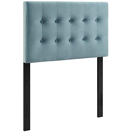 Image of Modway Emily Twin Biscuit Tufted Performance Velvet Headboard, Light Blue