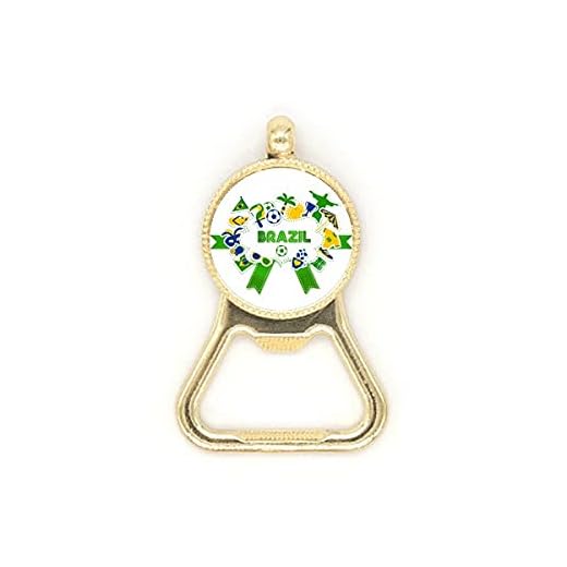 Chaveiro de aço inoxidável com abridor de garrafas de cerveja cultural, futebol do Brasil