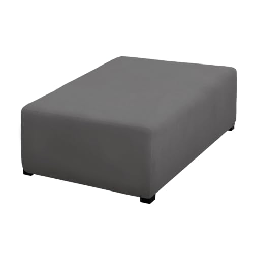 Image of PureFit Super Stretch Form Fit Ottoman Cover Rectangle - Ottoman Slipcovers for Foot Stool Cover & Folding Storage Slipcover for Living Room with Nonslip Elastic Bottom (Medium-L, Gray)