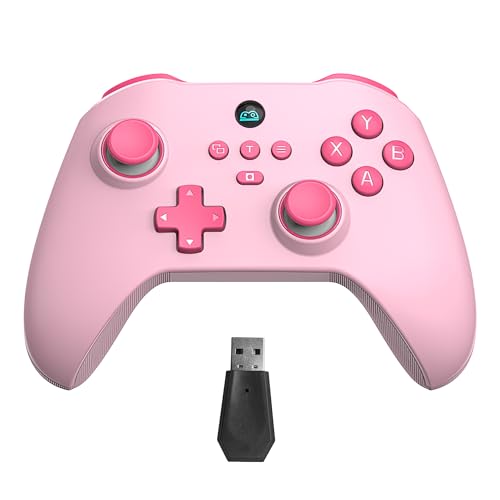 UHM Controller PC Wireless Gaming Controller with PC Switch Mobile Phone iOS Android with 2 in 1 Trigger & Removable Hall Joystick & Mechanical Buttons 6 Axis Gyro Pink
