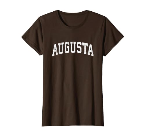Augusta Georgia GA Vintage Varsity Sports Text T-Shirt, Women, Brown, Small