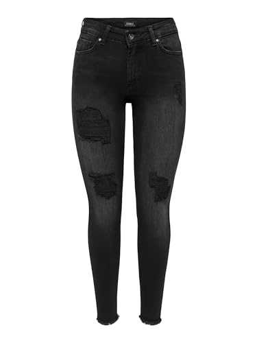 Generisch Damen Slims Classic Jeans Bequeme Stretch-RöHrenjeans Zerrissene Loch-Denim-Hose In Distressed-Optik (3XL,Schwarz 1)