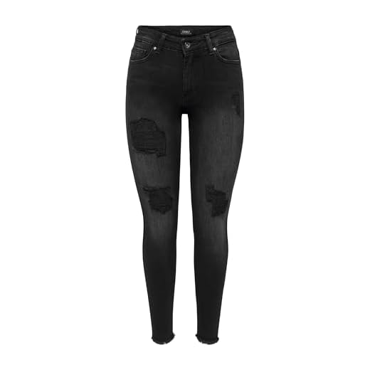 ONLY Damen Onlblush Mid Sk Raw Ank Dest Tai099 Noos Jeans, Washed Black, M EU