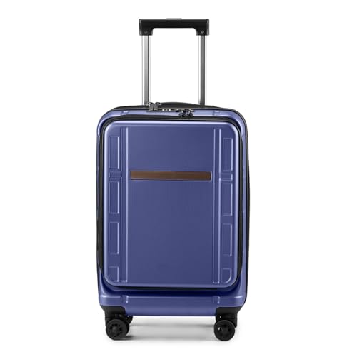 Carry on Luggage 22 X 14 X 9 Airline Approved, ABS+PC 20 Inch Luggage with Front Compartment, Double Spinner Wheels, TSA Lock，Blue Color2