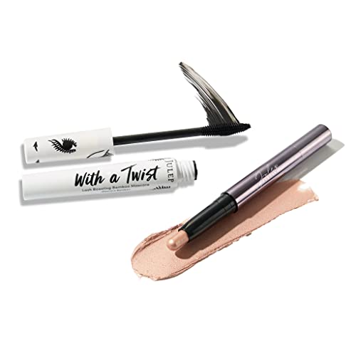Image of Julep Eyeshadow 101 Crème to Powder Waterproof Eyeshadow Stick, Champagne Shimmer & With a Twist Lash Boosting Volumizing and Lengthening Mascara with Bamboo
