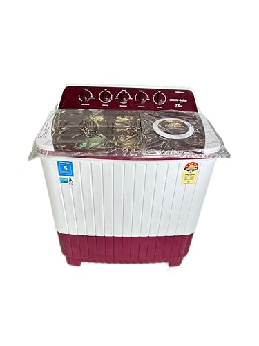 Image of Voltas Beko 7 kg Semi-Automatic Top Load Washing Machine, 5 Star Rating, Burgundy, WTT70DLIM