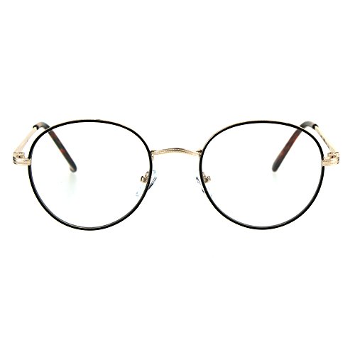 Classic 90s Metal Rim Round Clear Lens Eye Glasses Frame