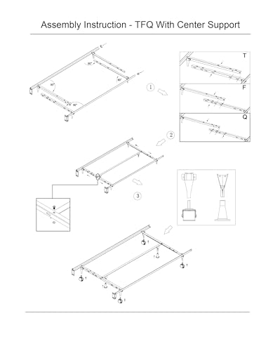 GTU Furniture Adjustable Steel Metal Bed Frame, for Box Spring & Mattress Set, Fits Twin/Full/Queen (Twin/Full/Queen)