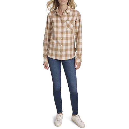 Image of Nautica Women's Button Front Long Sleeve Roll Tab Shirt