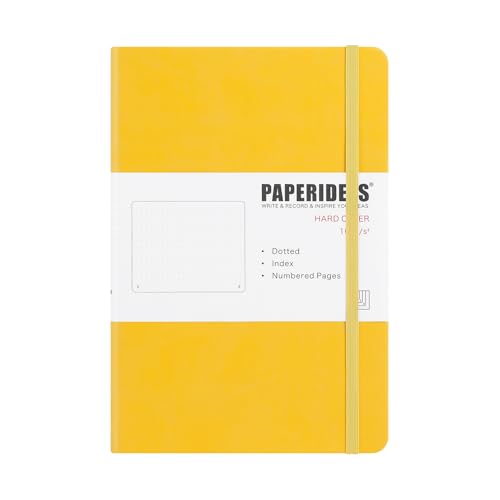 PAPERIDEAS ノート A5 ハードカバー ゴムバンド付き (ドット, レモンイエロー)（Amazon）