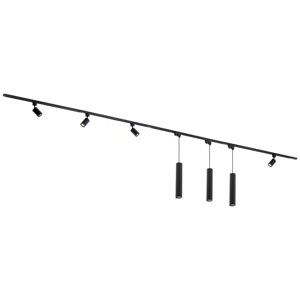 Qub Focus III 1-Phasen LED Schienensystem Komplettset 400cm I-Form GU10 Schwarz
