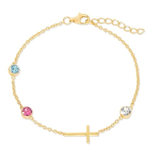 EVE'S ADDICTION 3 Custom Bezel Set Cross Bracelet - Gifts for Mom