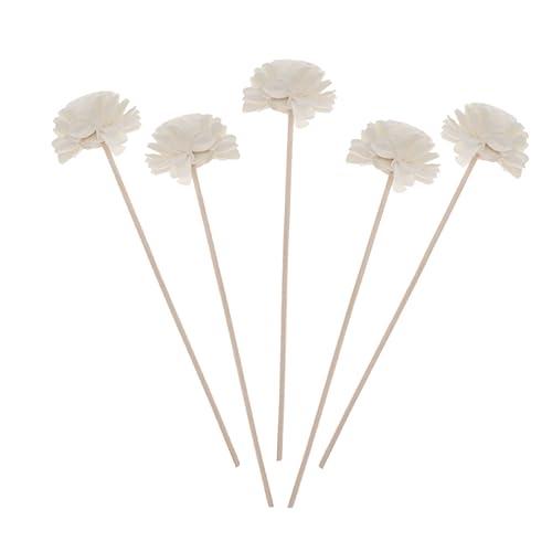 Set 5 varillas difusoras de ratán natural con diseño floral miniatura 1