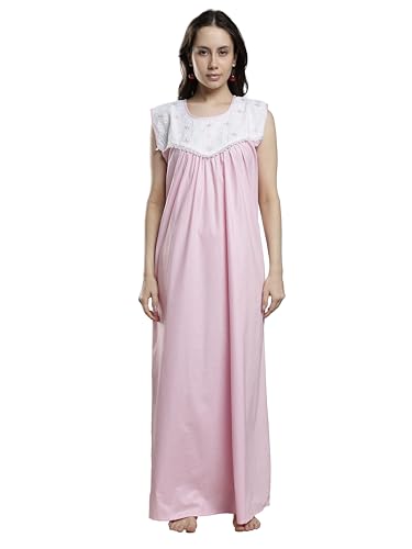 Image of 9shines Label Cotton Sleeveless Nighty | All Over Print Maxi Night wear for Women | Full Length Night Gown Night Dress for Women Stylish (Cotton Sleeveless 25)