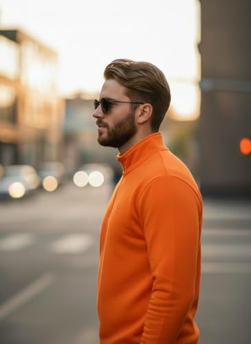 Image of Mack Jonney Men's Fleece Half-Zip High Neck Sweatshirt | Warm & Stylish Winter Wear -JM4380