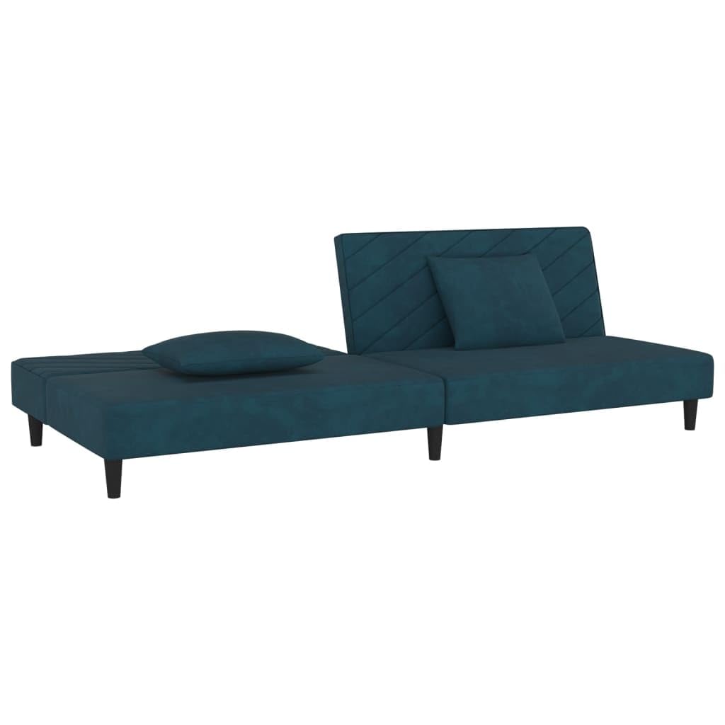 Sofa z funkcją spania 2-osobowa, kolor niebieski aksamit, z 2 poduszkami, możliwość przekształcenia w łóżko, do salonu, pokoju gościnnego, 200 x 84,5 cm