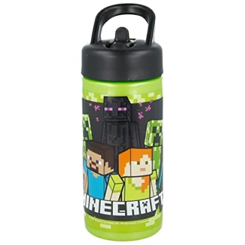 Minecraft Sipper Water Bottle Drink Bottle with built-in handle for Easy Carry School Lunch Kids Childrens 410ml Cover