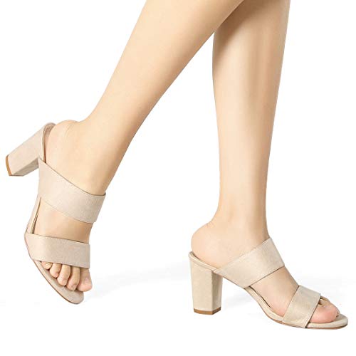 Allegra K Women's Opened Toe Block Heeled Slide Sandals2