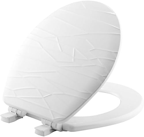 MAYFAIR 37SLOW 000 Sculptured Modern Geometric Toilet Seat will Slow Close and Never Loosen, ROUND, Durable Enameled Wood, White