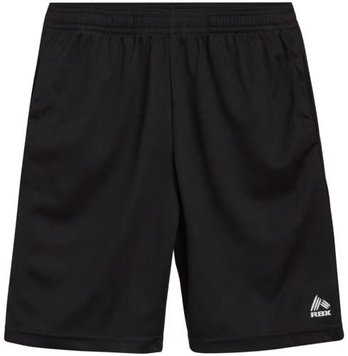 Rbx Boys Active Shorts - Kids Athletic Performance Basketball Shorts With Pockets - Gym Shorts For Boys (8-16), Size 10-12, Solid Black #TOP23