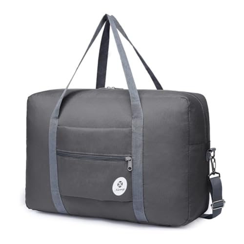 Easyjet Airlines Cabin Bag 45x32x16 Underseat Foldable Travel Duffel Bag Water-Resistant Hand Luggage Bag Holdall Bag Weekend Overnight Bag for Women and Men (Grey)