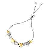 Vir Jewels 1/10 cttw Diamond Bolo Bracelet Gold Plated Over .925 Sterling Silver (Heart Style)