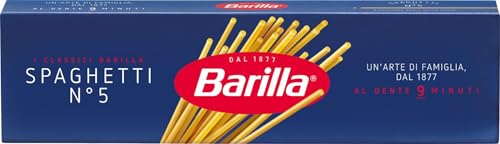 Barilla Spaghetti N.5 di Semola di Grano Duro, I Classici, Tempo di Cottura 9 Minuti, Confezione da 500g