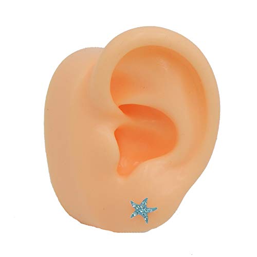 925 Sterling Silver Aqua Blue Crystal Starfish Stud Earrings 314513