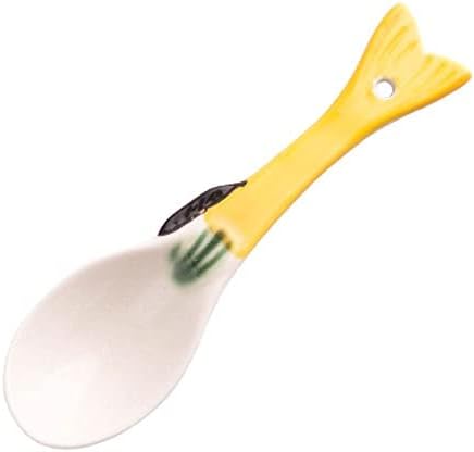 Tea spoons Fish Shaped Ceramic Spoon Short Handle Kitchen Dessert Spoon 6 Pieces Ice tea spoons (Color : C) (B)
