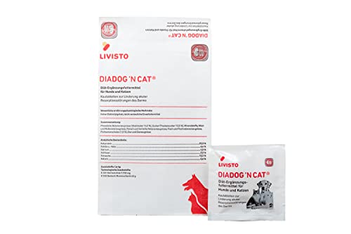 Livisto DiaDog`N Cat für Hunde und Katzen | 20er Pack | 20 x 5 g | Diätergänzungsfuttermittel für Hunde und Katzen | Kautablette zur Linderung akuter Resorptionsstörungen des Darms