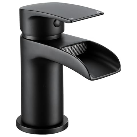 Peppermint Matte Black Waterfall Basin Tap Cover