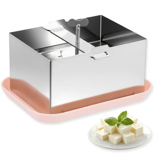 304 Stainless Steel Tofu Press, Vegan Tofu Presser Fast & Efficient Water Removal for Firm Tofu, BPA Free & Easy to Clean, Complete Set with Drip Tray, Dishwasher Safe