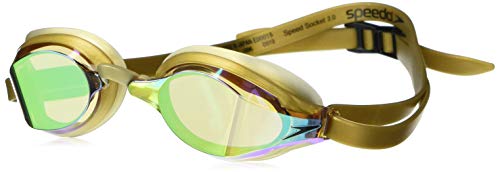 Speedo Unisex-Adult Swim Goggles Speed Socket 2.0 Gold Mirrored, One Size