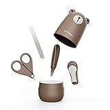 ARRNEW 4-in-1 Baby Nail Clippers Set | Kids Nail Clippers Kit, Baby Nail File, Baby Nail Scissors & Tweezers | Baby Registration Gift for Newborn, Toddler and New Moms (Brown Bear)