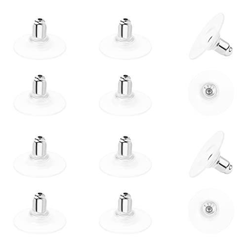925 Sterling Silver Locking Earring Backs Replacements For Diamond Studs,14K White Gold Plated Hypoallergenic Secure Earring Backs(6 Pairs) #TOP27