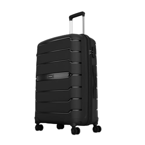 Aristocrat Liberty 8 Wheel Large Size (Check-in) Hard Case Trolley Bag, Lightweight Polypropylene Luggage, 78 CM, Combination Lock, Travel-Friendly, for Men & Women, 3-Yr Global Warranty, Jet Black
