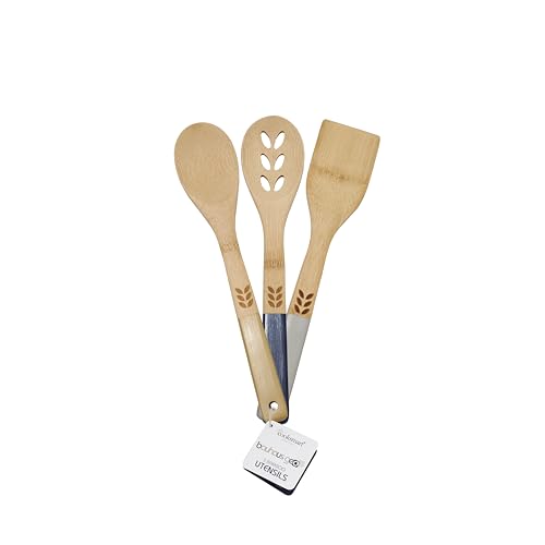 Cooksmart British Designed Bauhaus Geo Bamboo Wooden Spoon Set of 3 | Wooden Cooking Spoons Set Made from Bamboo | Lovely Designed Wooden Cooking Utensils Set for Everyday Cooking - Image 2